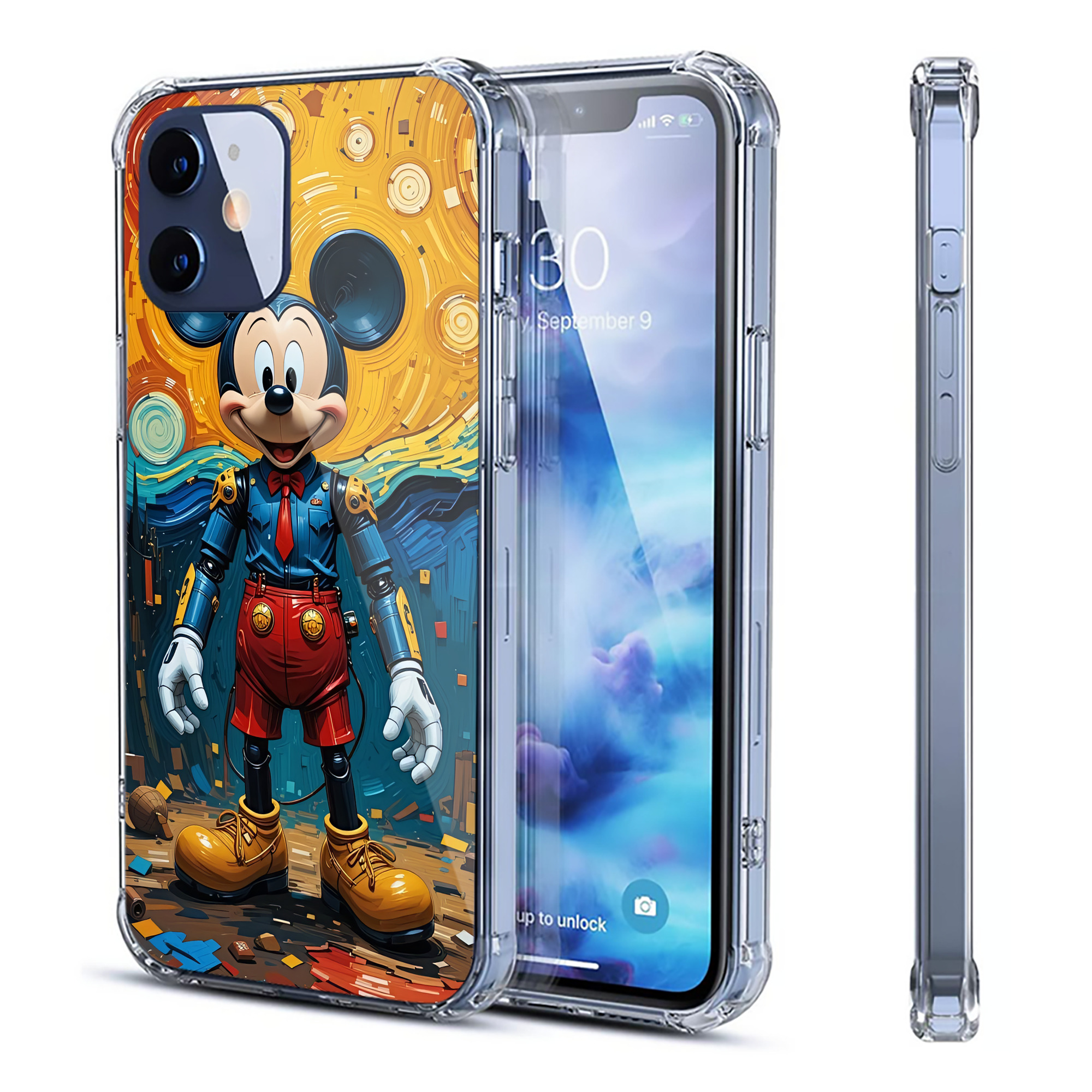 （画像用） ミッキーマウス Mickey Mouse 【iPhone 12シリーズ対応】透明スマホケース（クリアソフトケース）